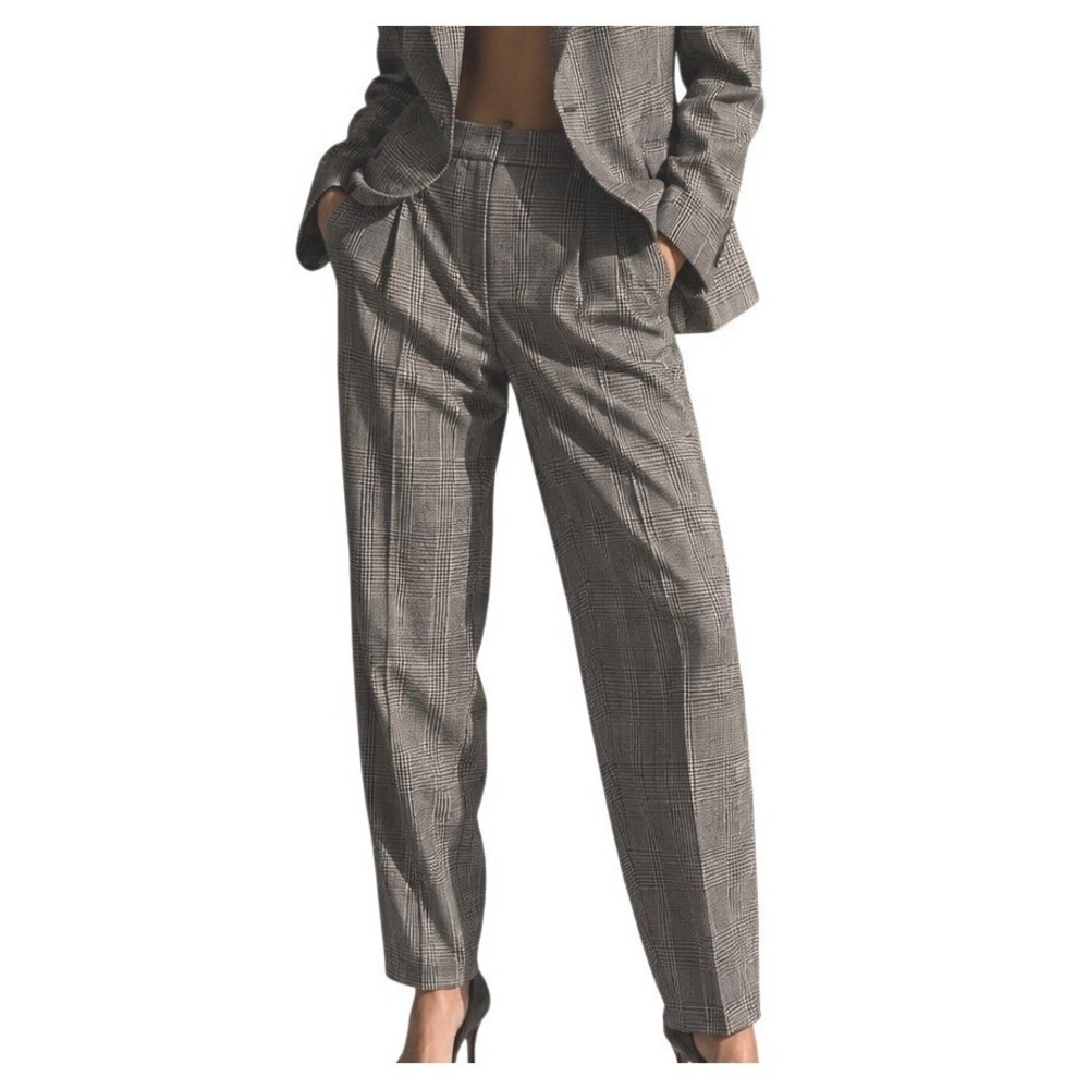 WHBM The Slim Ankle Womens Grey Glen Plaid Trousers Slim Fit Career Pants Size 8